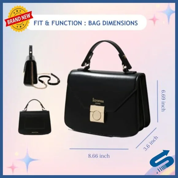 Vegan Leather Satchel Crossbody Bag with Adjustable Strap - Picture 4 of 7